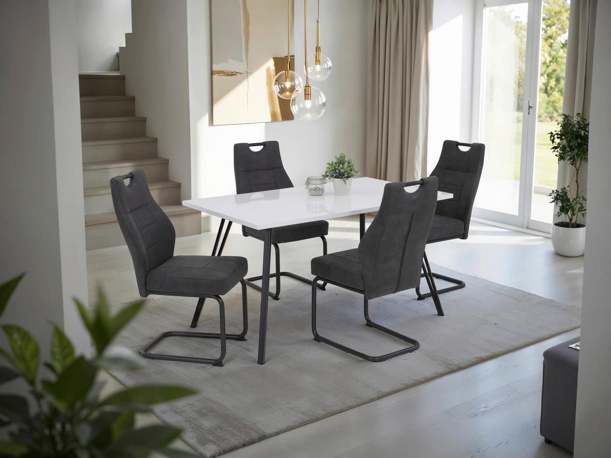 Schwingstuhl-Set Linda II S 4er-Set - Anthrazit/Grau, MODERN, Textil/Metall (44/97/65cm) - MID.YOU