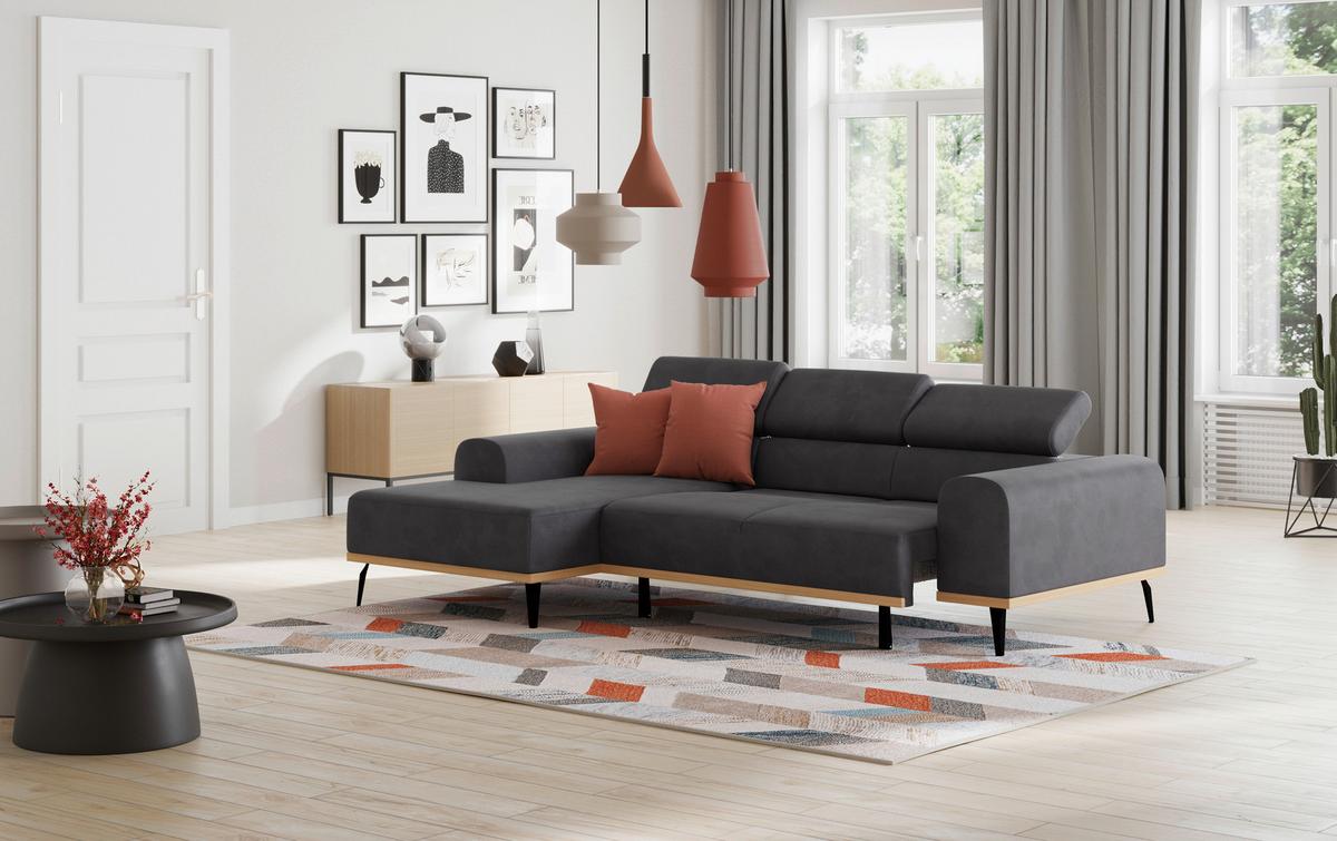 Ecksofa Schwarz Mit Sitzvorzug S: 157x244 Cm - Schwarz, KONVENTIONELL, Textil (157/244cm) - Cotta