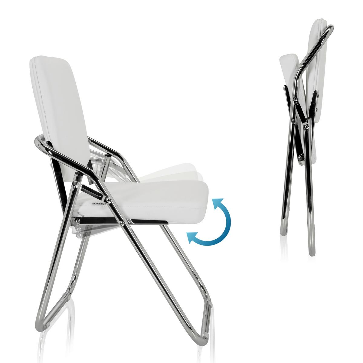 Besucherstuhl Esto Weiß Klappbar - Chromfarben/Weiß, Basics, Textil/Metall (46/90/40cm) - MID.YOU