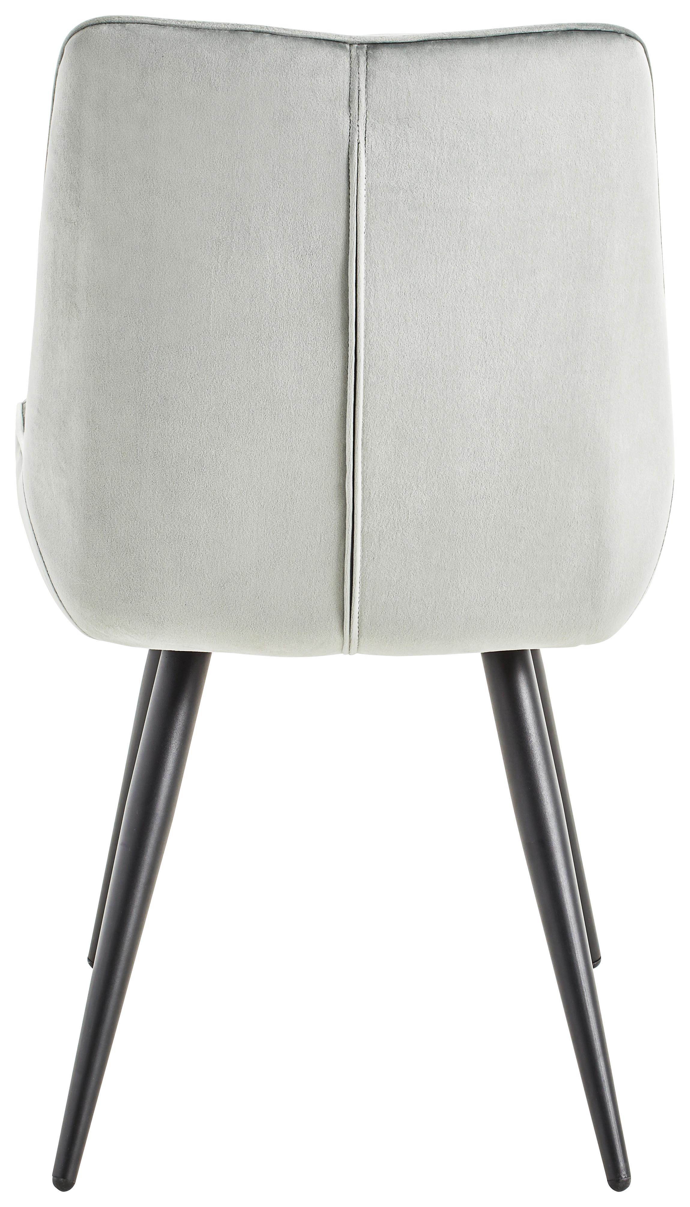 Schalenstuhl Marion Grau Samt Gepolstert - Schwarz/Grau, MODERN, Textil/Metall (53,5/90/62cm) - MID.YOU