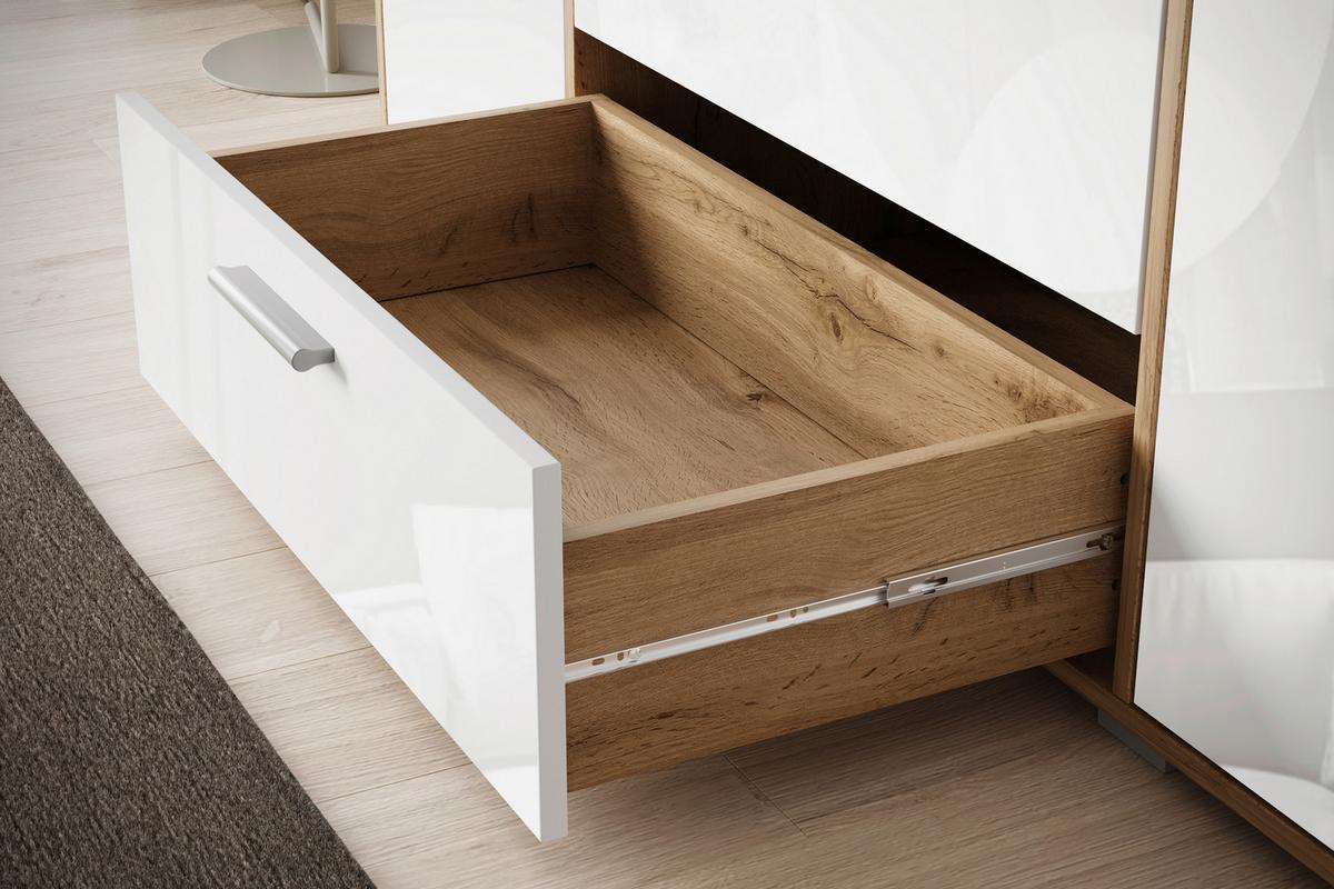Sideboard 150cm Bogota Xl Grau - Weiß Hochglanz/Eiche Wotan, Basics, Holzwerkstoff (150/68/40cm) - MID.YOU