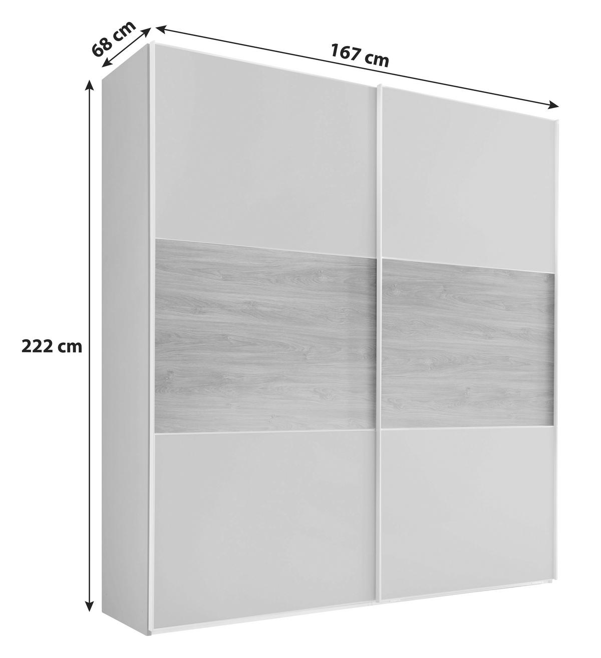 Schwebetürenschrank 167cm Includo Grau/artisan Eiche - Eiche Artisan/Grau, Design (167/222/68cm) - MID.YOU
