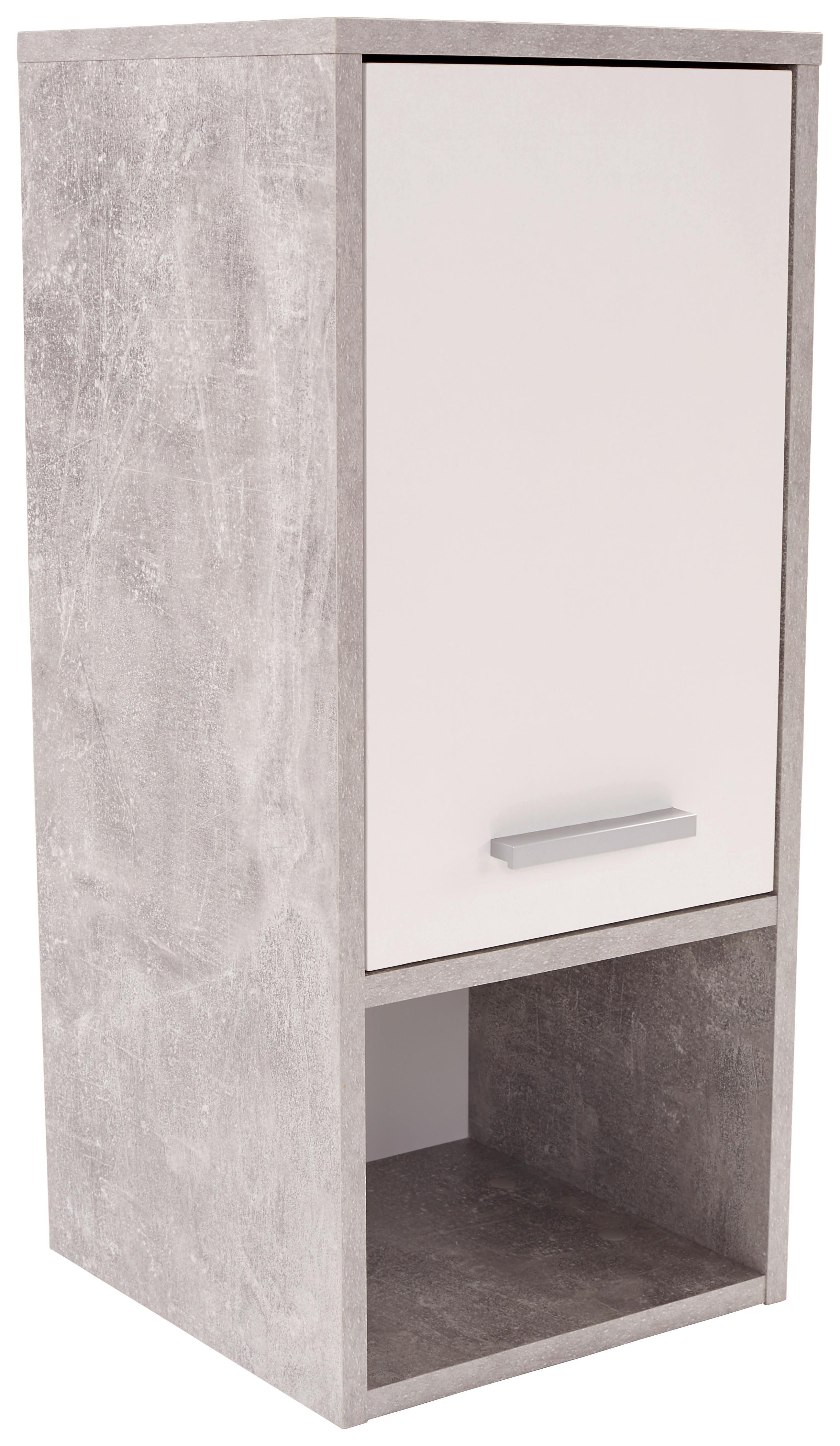 Hängeschrank Attack B: 32cm, Betonoptik + Weiß - Hellgrau/Weiß, MODERN, Holzwerkstoff (32/68/28cm)