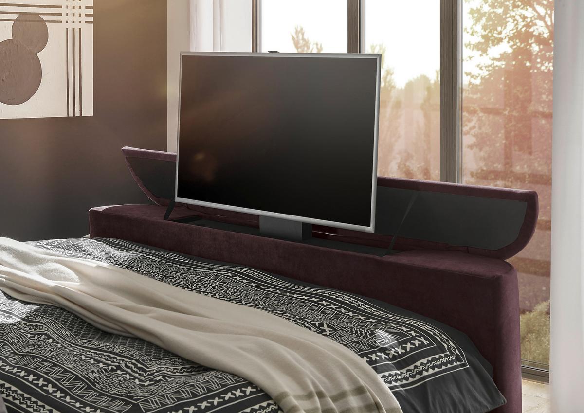 Boxspringbett Mit Topper 180x200 Cm Dallas - Aubergine, MODERN, Holzwerkstoff/Textil (180/200cm) - MID.YOU