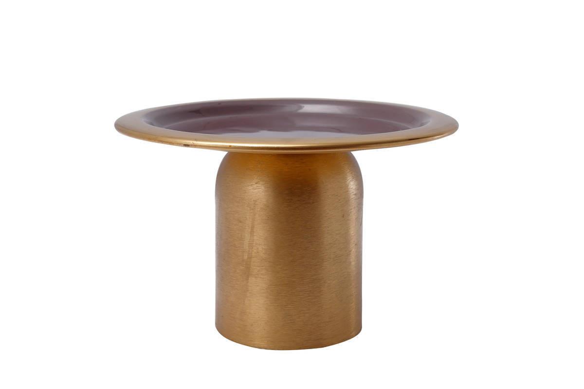Tortenplatte Rund Eisen Art Deco D: 20,5 cm Golden/Pflaume - Pflaume/Goldfarben, Trend, Metall (20,5/13,5cm) - Kayoom