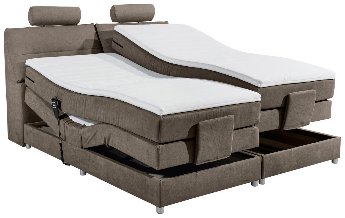 Boxspringbett mit Topper Elektrisch 180x200 cm Palermo - Silberfarben/Braun, MODERN, Holzwerkstoff/Textil (180/200cm) - MID.YOU