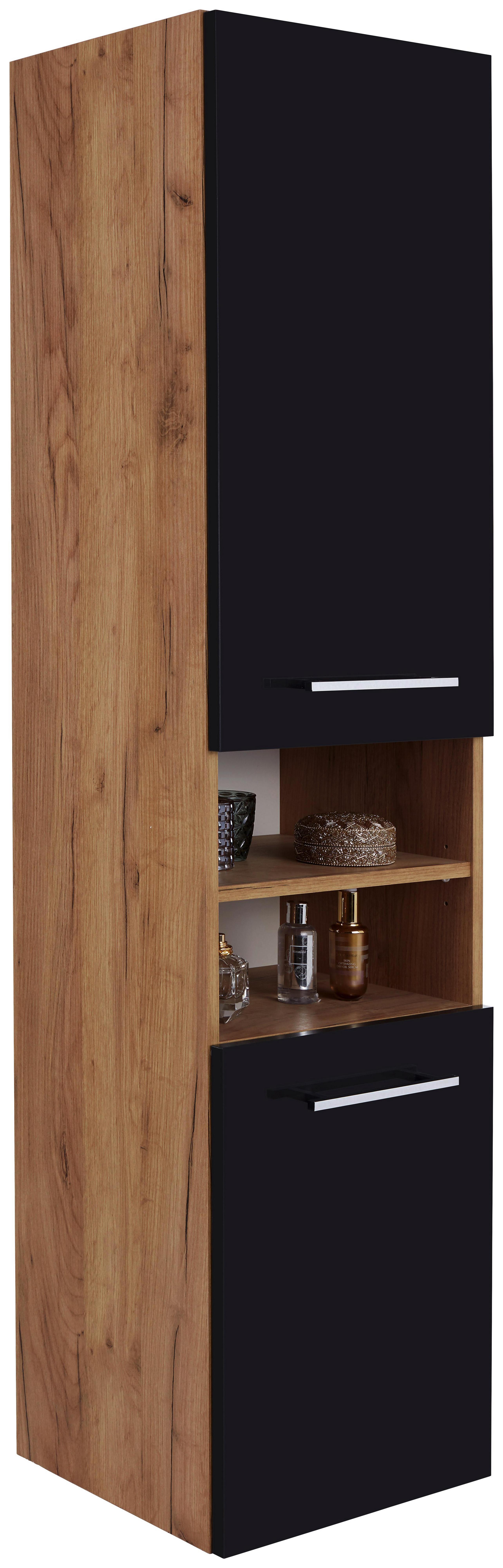 Midi Szekrény Alpina - Tölgyfa/Antracit, konvencionális, Faalapú anyag (40/160/33cm)