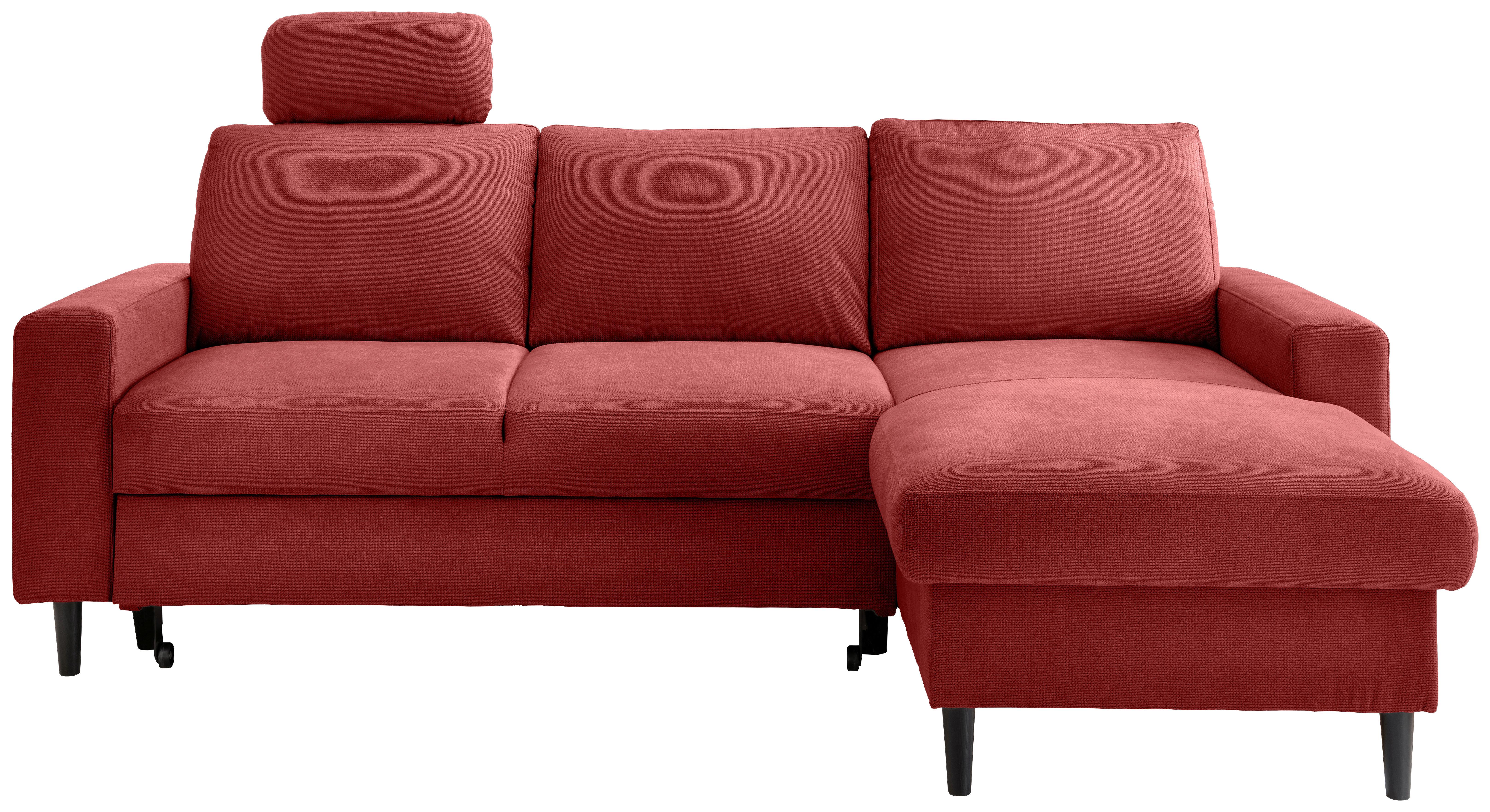 Eckschlafsofa Passione Rot S: 234x147 cm - Rot/Schwarz, MODERN, Textil (234/147cm) - Livetastic