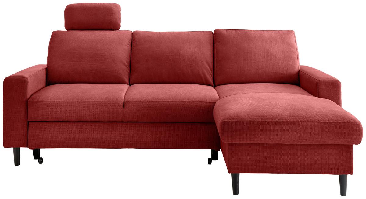 Eckschlafsofa Passione Rot S: 234x147 cm - Rot/Schwarz, MODERN, Textil (234/147cm) - Livetastic