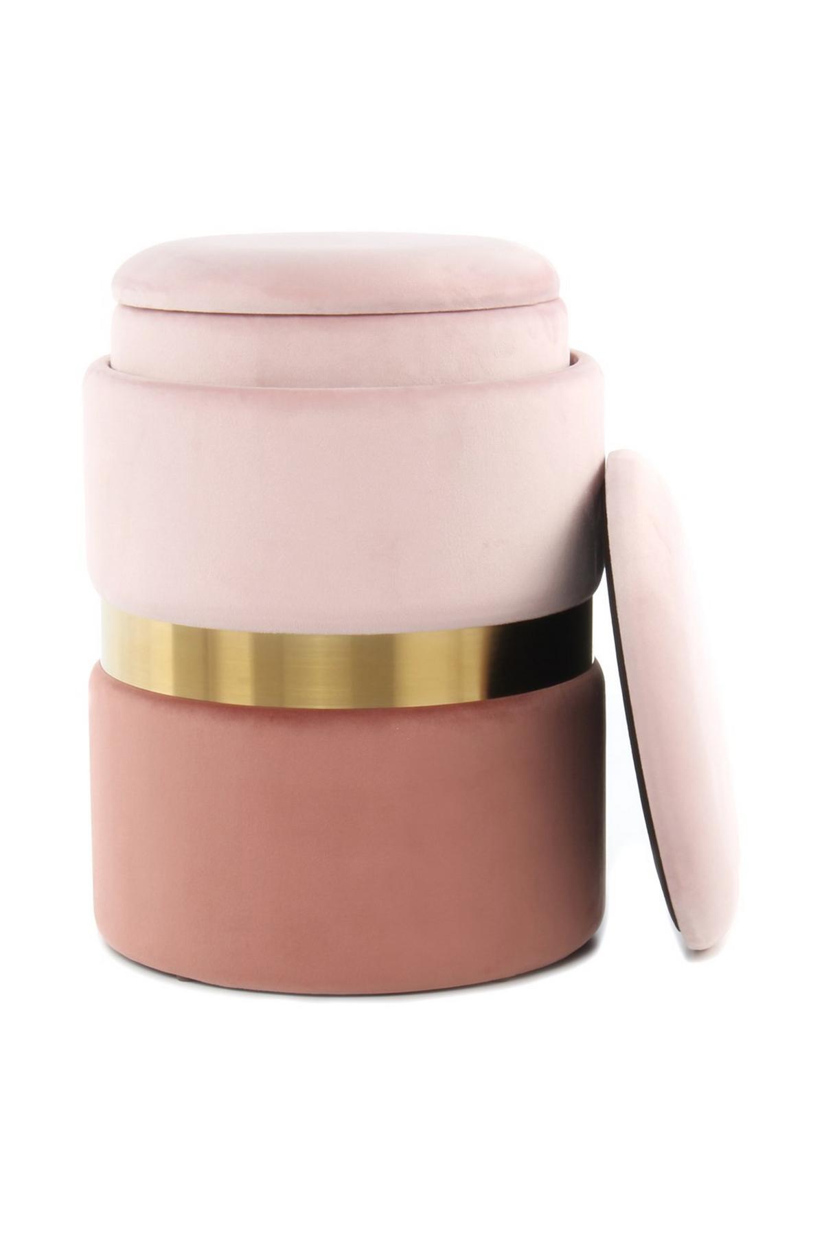 Hockerset Zora Goldfarben Altrosa B: 31,5/36 cm - Goldfarben/Altrosa, Design, Textil/Metall (31,5X36/38X44cm) - Kayoom