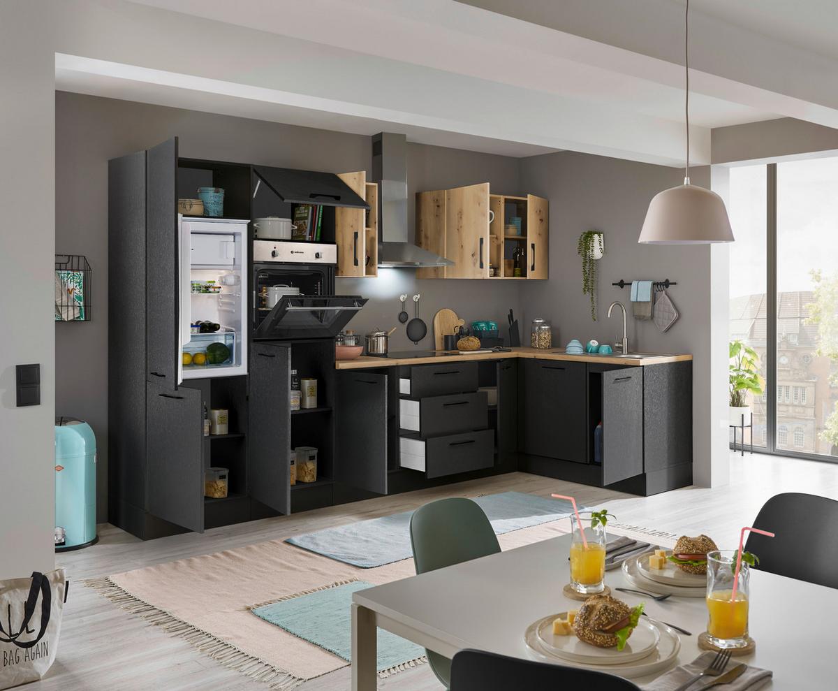 Eckküche Turin Weiß/Eiche Dekor 340x175 cm - Weiß/Eiche Artisan, Basics, Holzwerkstoff (340/175cm) - MID.YOU