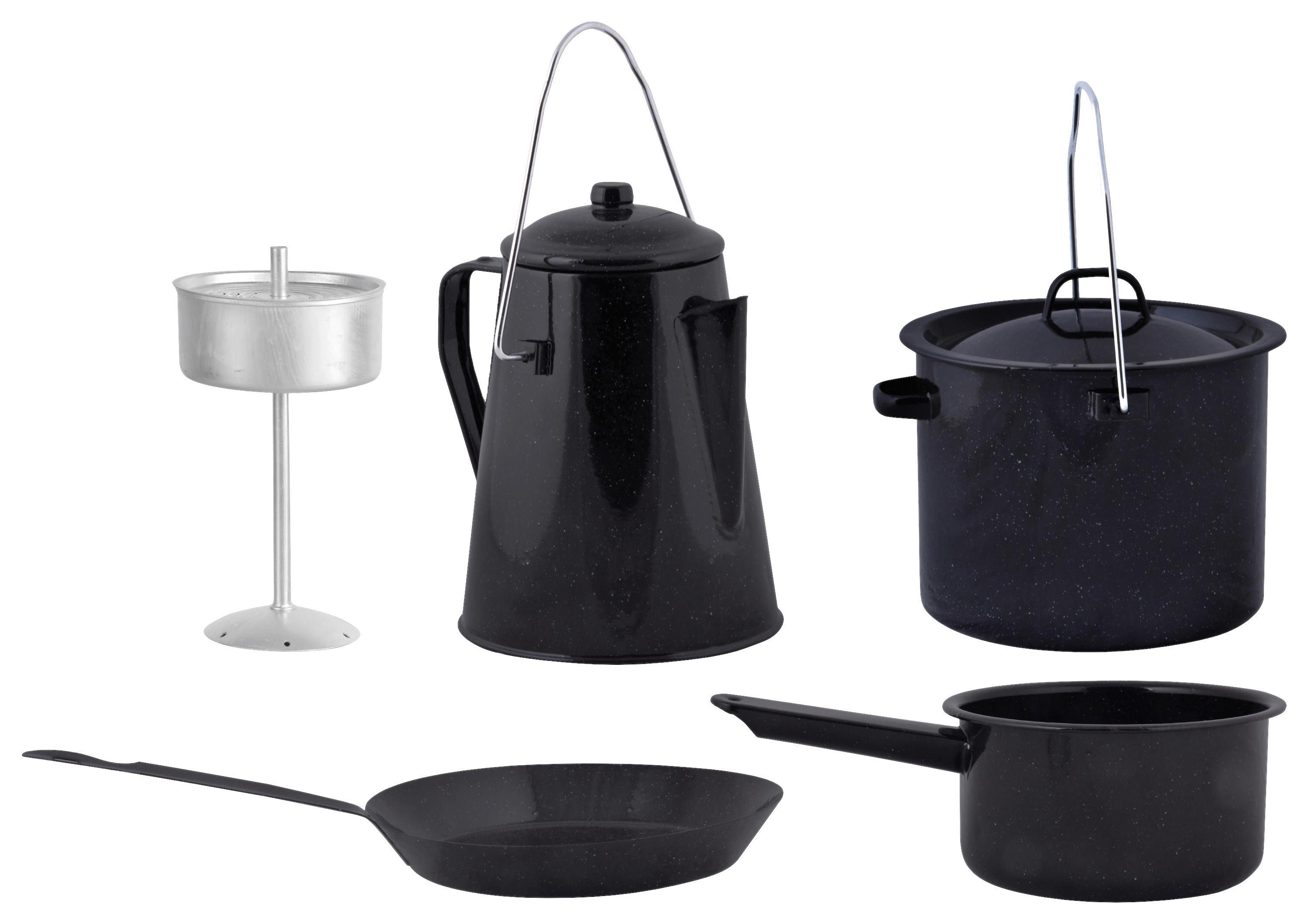 Kochtopfset Für Outdoor - Schwarz, LIFESTYLE, Metall