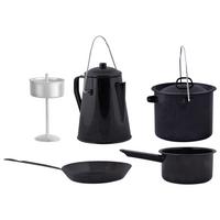 Kochtopfset Für Outdoor - Schwarz, LIFESTYLE, Metall