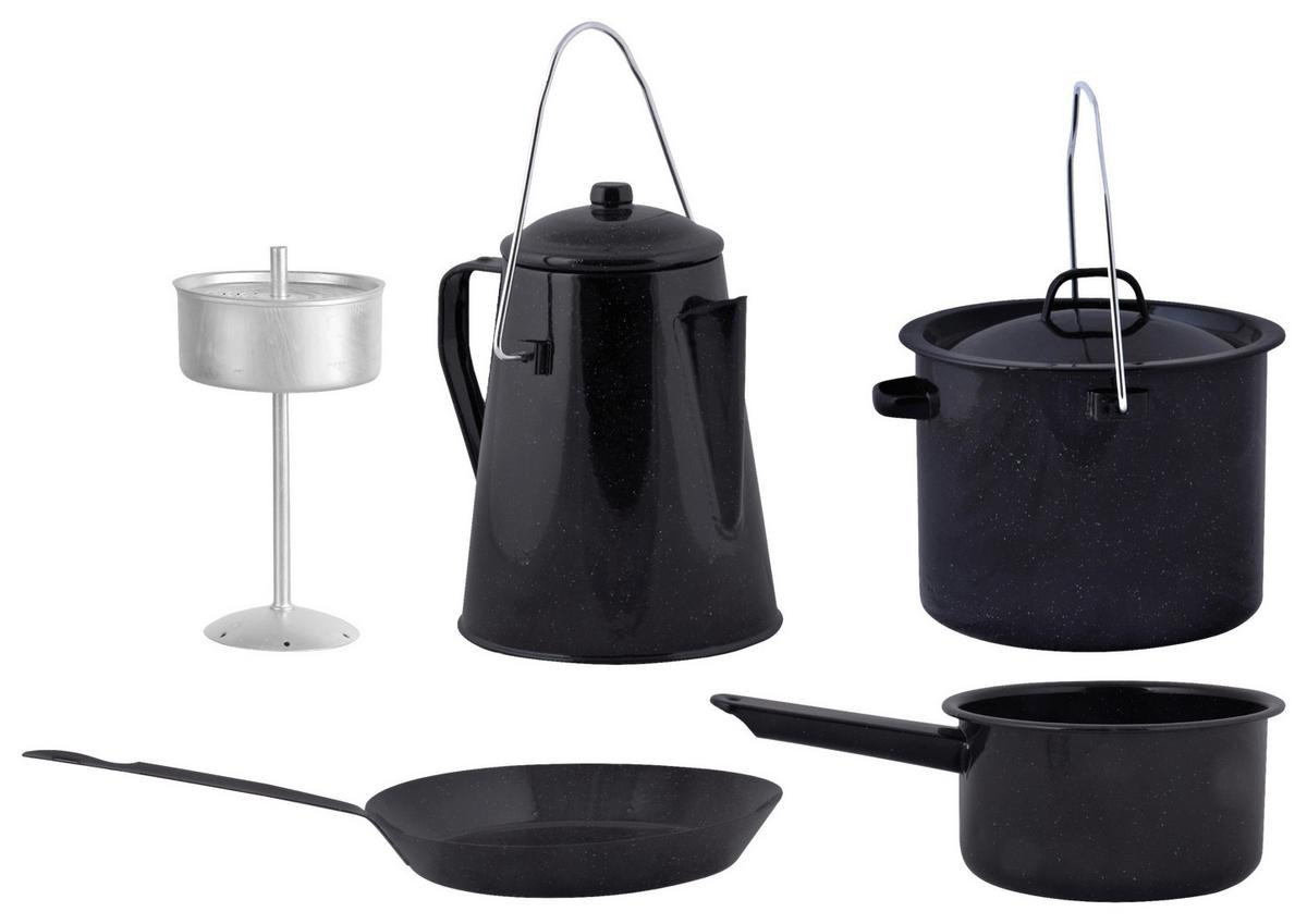 Kochtopfset Für Outdoor - Schwarz, LIFESTYLE, Metall