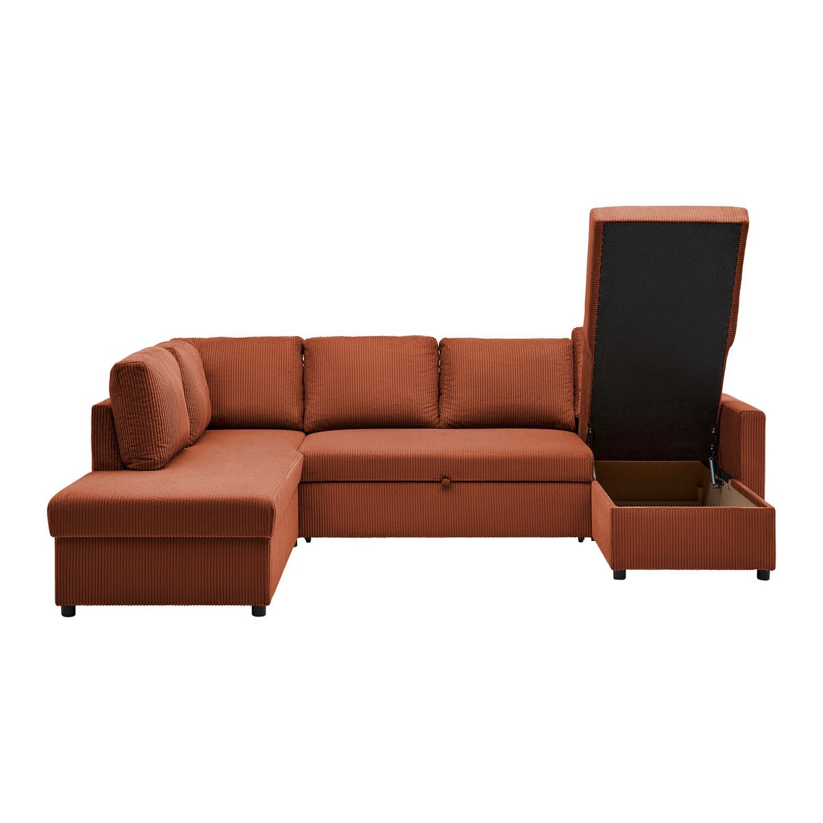 Sedacia súprava MARTINA U, ľavá, terakotový menčester - čierna/terakotová, Modern, kov/drevo (204/276/146cm) - Mömax