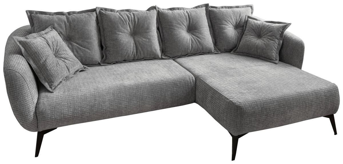 Ecksofa Baggio Grau S: 277x162 cm - Schwarz/Grau, MODERN, Textil (277/162cm) - Livetastic