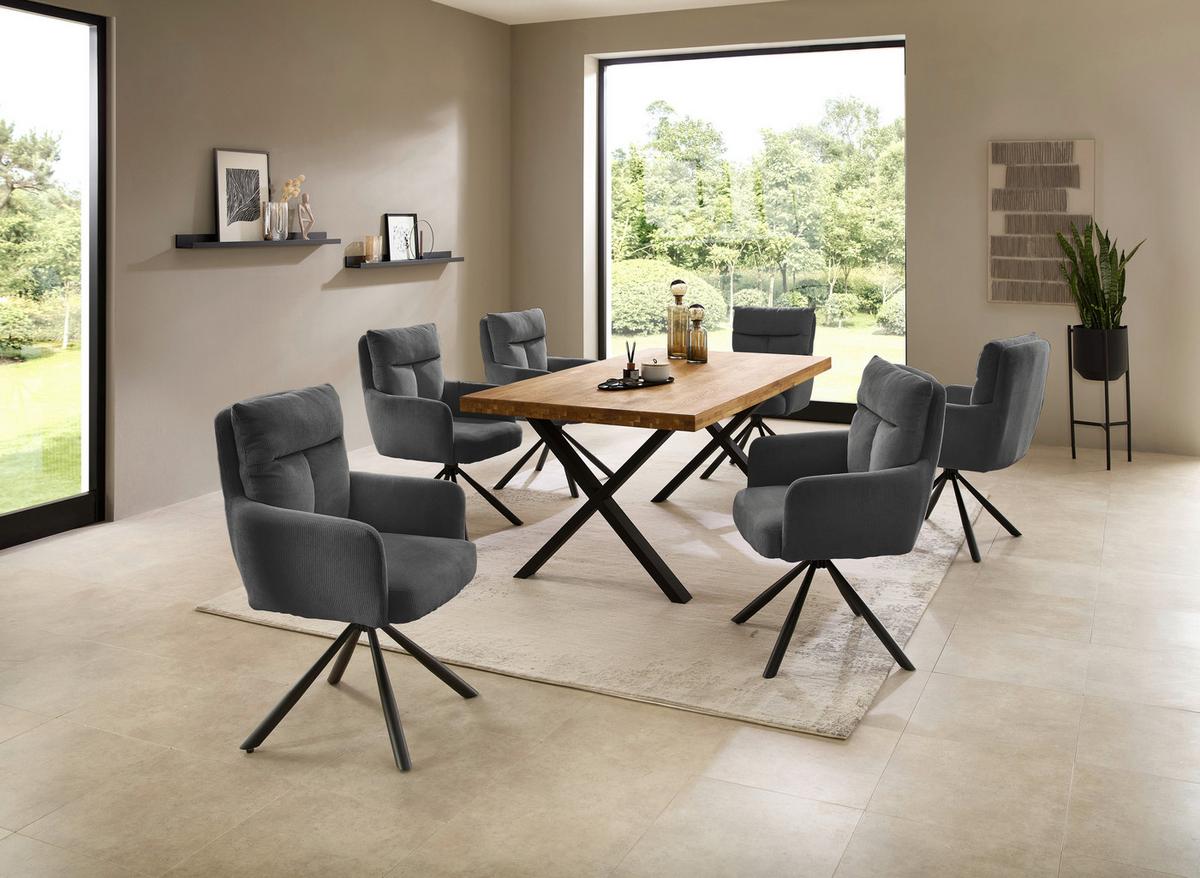 Esstisch Chris X 180x76x100 Cm Eiche/schwarz - Eichefarben/Schwarz, MODERN, Holz/Metall (180/100/76cm) - Livetastic
