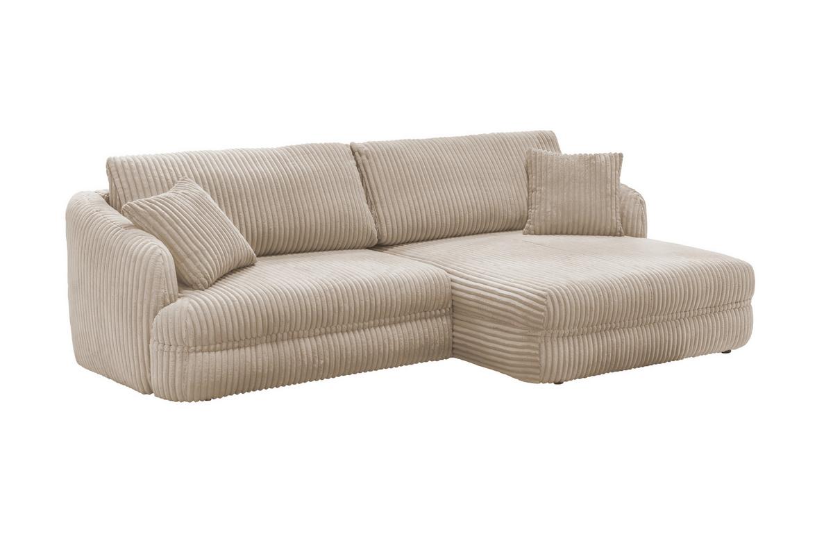 Ecksofa Lush, Sandfarben Schenkel: 284x161 cm - Sandfarben/Schwarz, Design, Textil (284/161cm) - Livetastic