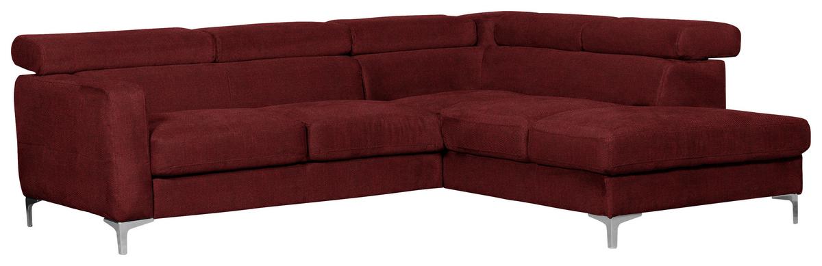 Ecksofa Sammy Dunkelrot - Chromfarben/Dunkelrot, Design, Textil (242/207cm) - Livetastic