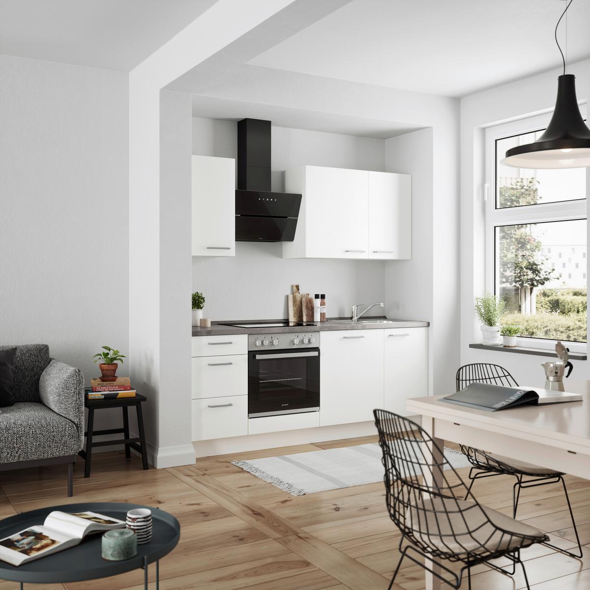 KÜCHENLEERBLOCK TOUCH HIGH - LINE, H5 LINKS - Weiß/Grau, MODERN, Holzwerkstoff (210cm) - Nobilia