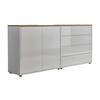 Sideboard Mailand3b:158cm Weiß/eiche - Weiß Hochglanz/Schwarz, MODERN, Holzwerkstoff (158/73/33cm) - MID.YOU
