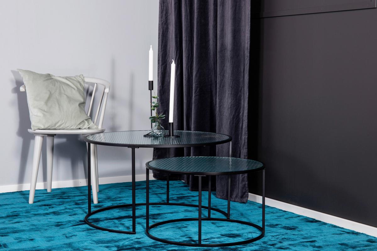 Couchtisch Twin - Klar/Schwarz, Design, Glas/Metall (79,5/79,5/45cm) - Livetastic