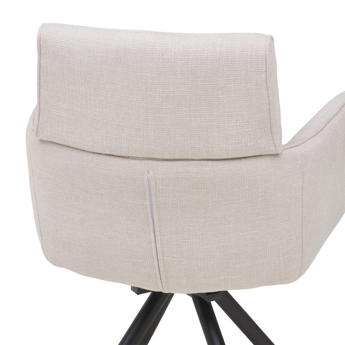 Armlehnstuhl Elis Webstoff Beige, B: 62 cm - Beige/Schwarz, KONVENTIONELL, Textil/Metall (62/89/62cm) - Livetastic