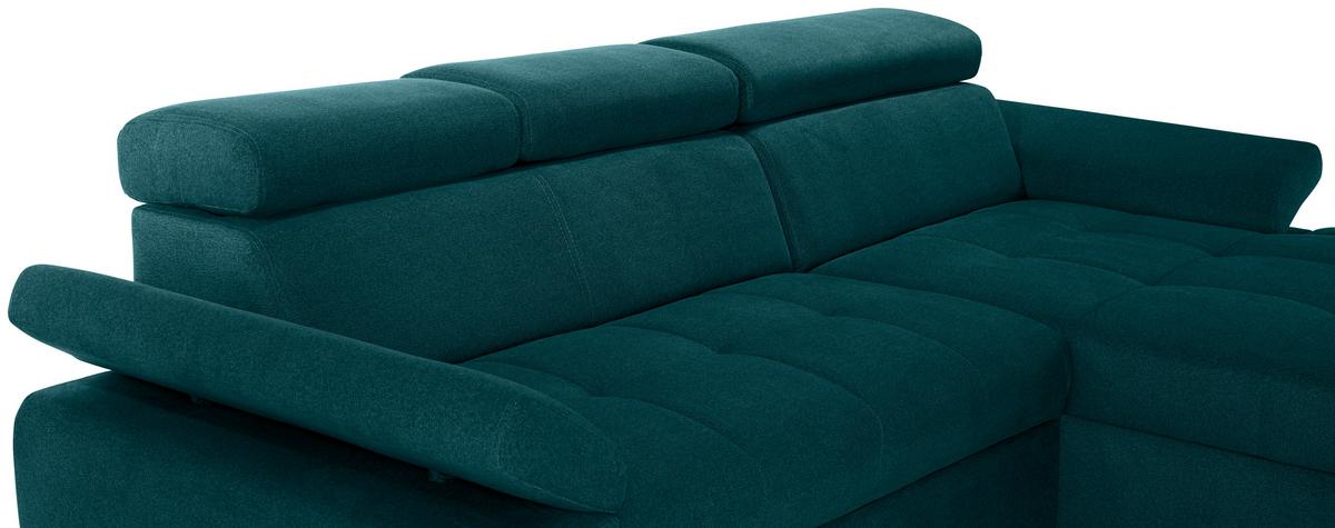 Ecksofa Perry - Dunkelgrün/Silberfarben, Design, Textil (292/183cm) - Livetastic