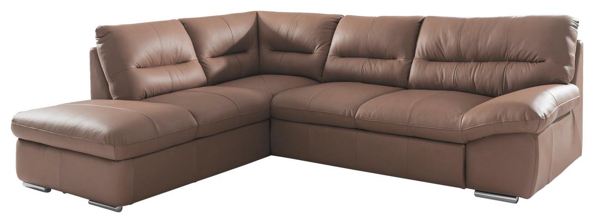 Ecksofa William, Grau S: 216x268 cm - Chromfarben/Grau, Design, Leder (216/268cm) - Livetastic