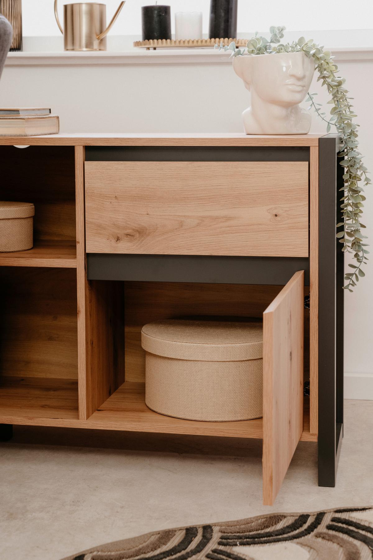 Eckschreibtisch Denver Anthr./ Eiche Artisan D. L: 139cm - Anthrazit/Eiche Artisan, MODERN, Holzwerkstoff (139/139/75cm) - MID.YOU