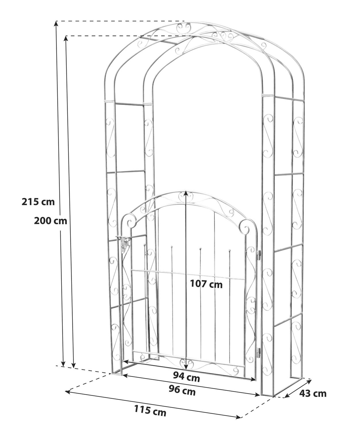 Rosenbogen Mit Tür Metall Mayon Bxhxt 115x215x43 Cm - Rostfarben, MODERN, Metall (115/215/43cm)