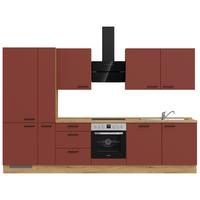 Küchenleerblock Easytouch High-Line, H11 Links - Eichefarben/Rot, MODERN, Holzwerkstoff (330cm) - Nobilia