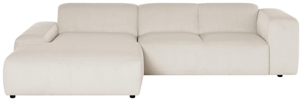Ecksofa Hannah Creme 200x304 Cm - Creme/Schwarz, Design, Textil (200/304cm) - MID.YOU