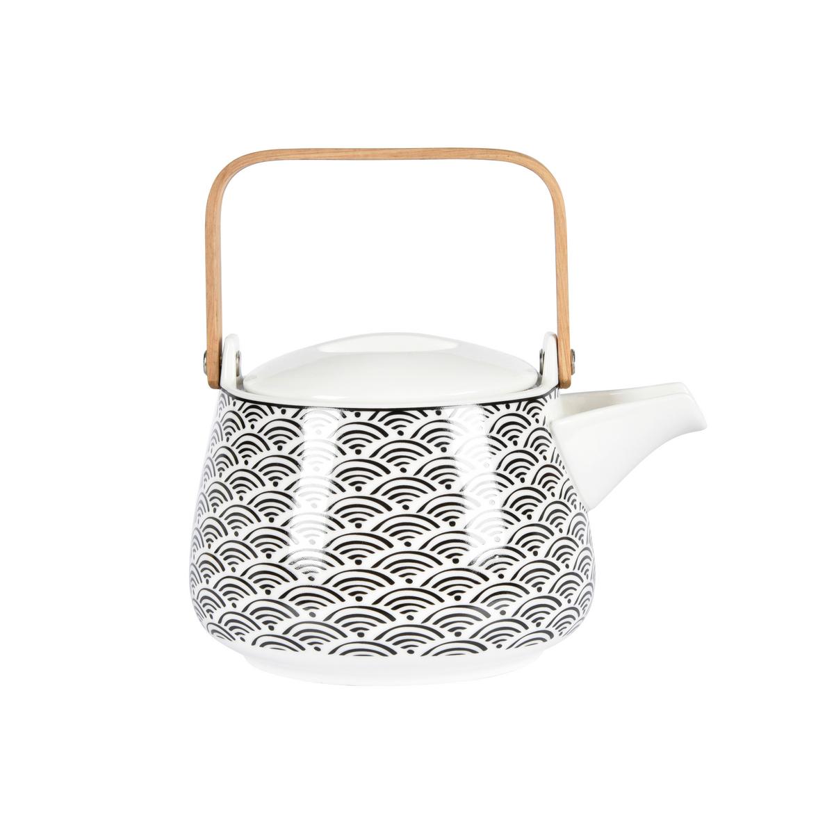 Čajová konvice Shiva - bílá/černá, Lifestyle, keramika (18/13,5/11cm) - Premium Living