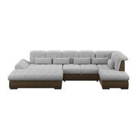 Wohnlandschaft Madera Silberfarben S 358x312 cm - Hellbraun/Silberfarben, KONVENTIONELL, Kunststoff/Textil (190/358/212cm)
