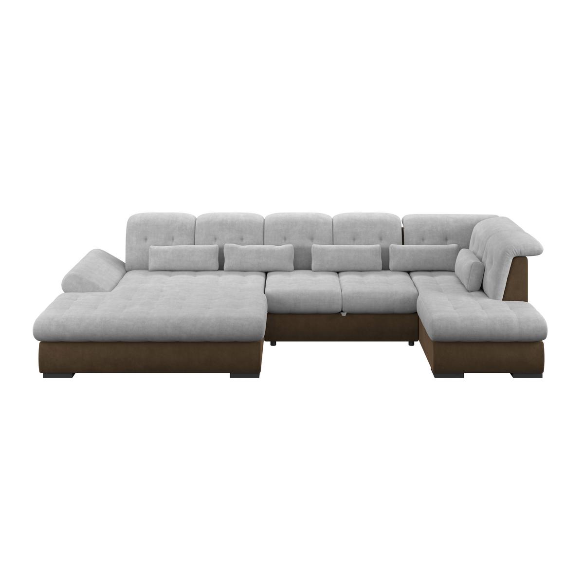 Wohnlandschaft Madera Silberfarben S 358x312 cm - Hellbraun/Silberfarben, KONVENTIONELL, Kunststoff/Textil (190/358/212cm)