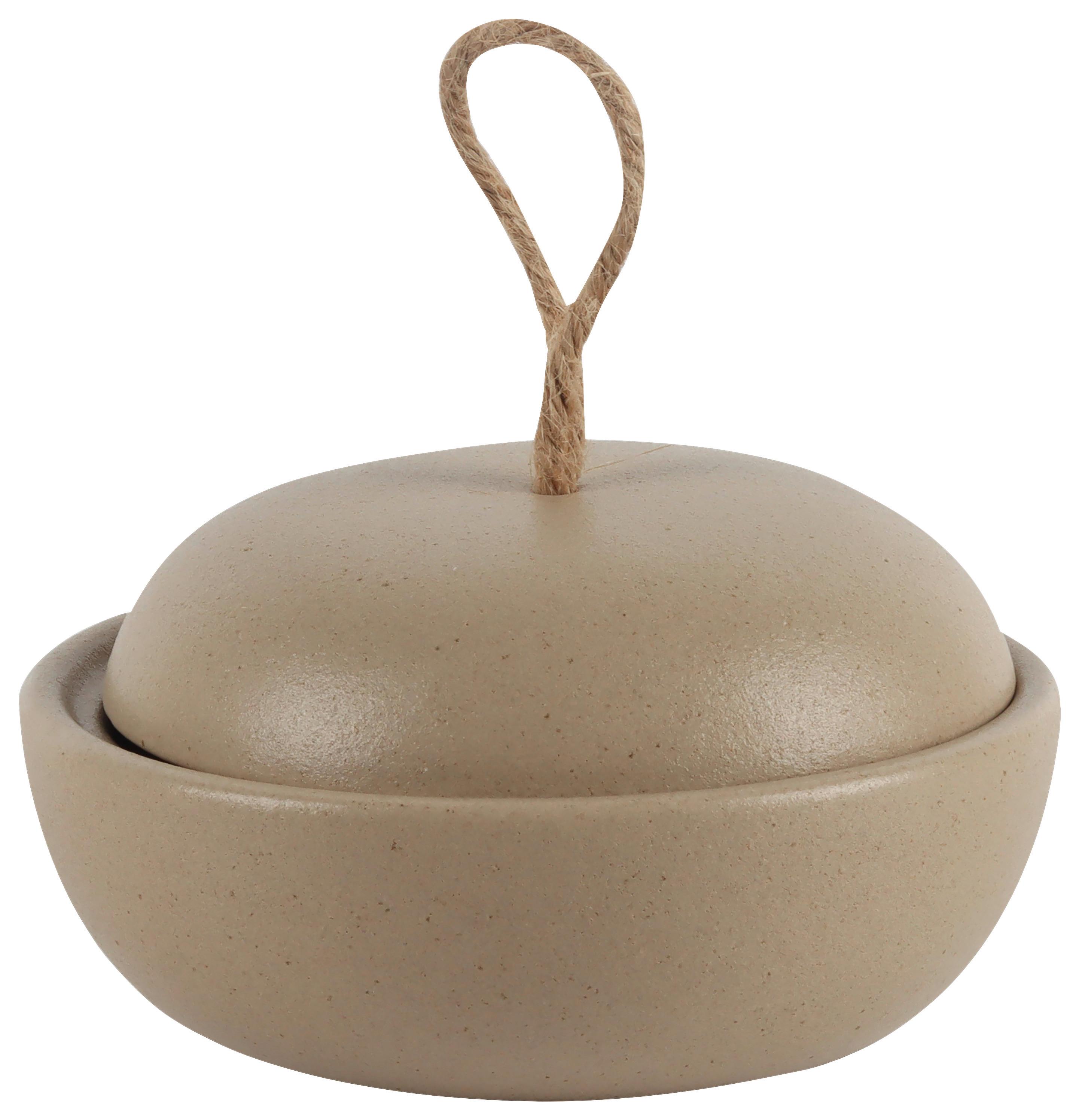 Dekorační miska FELIO - šedohnědá, textil/keramika (12,6/6,6cm) - Mömax