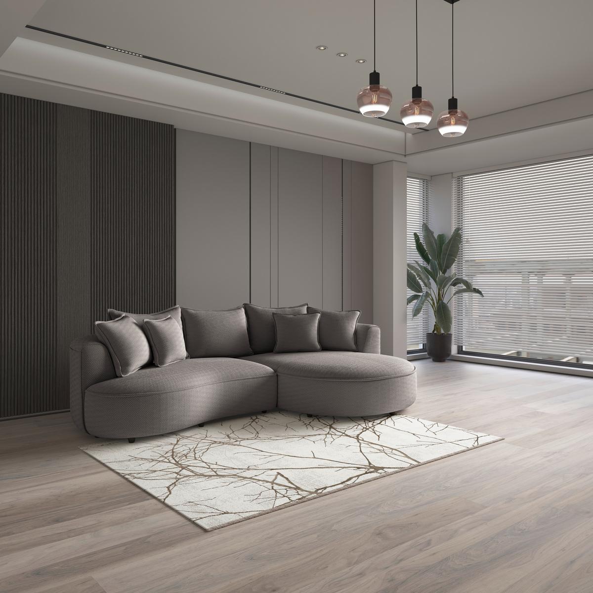 Ecksofa Levi - Schwarz/Cappuccino, MODERN, Textil (287/168cm)