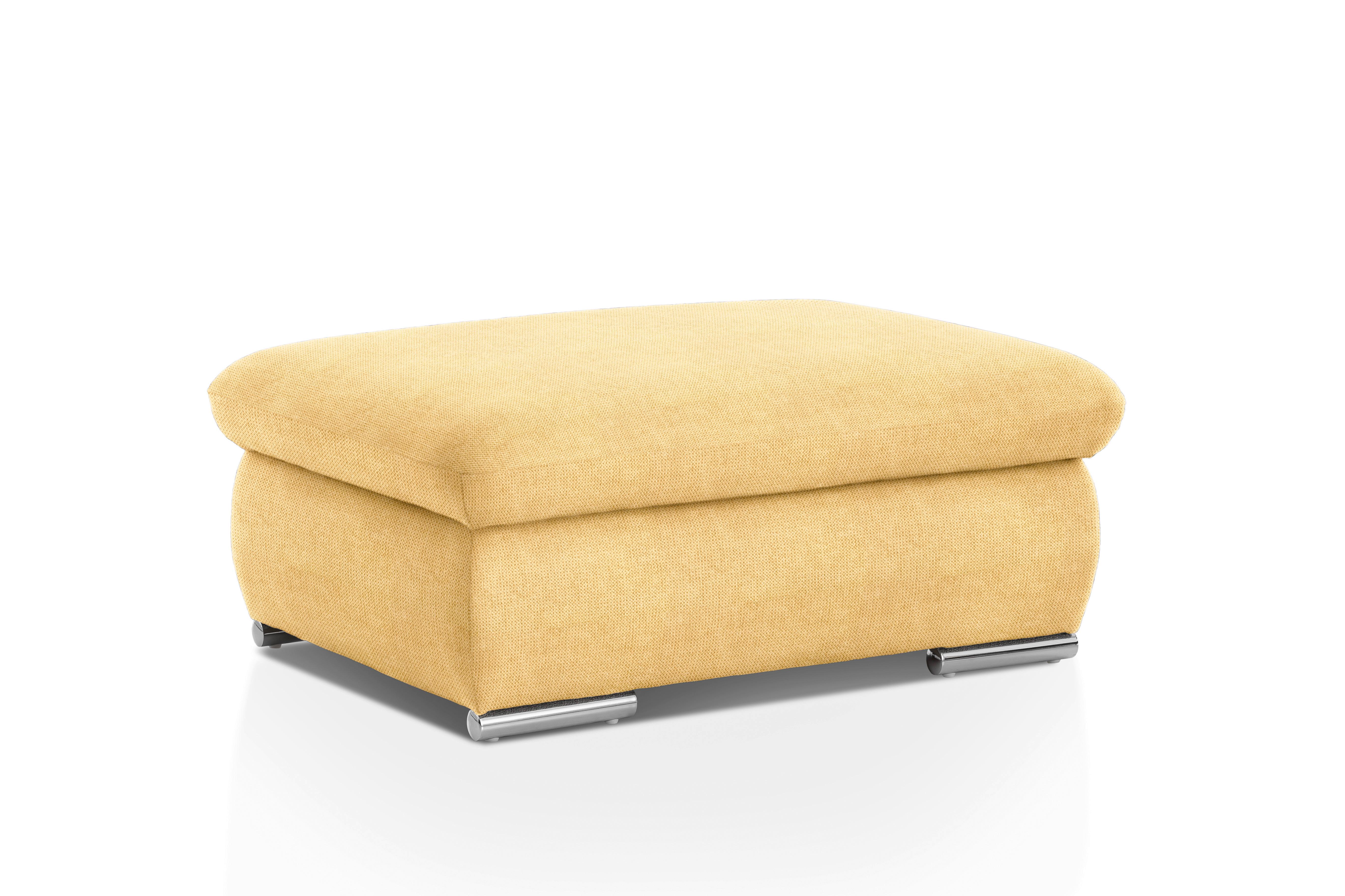 Polsterhocker Isona Gelb Chenille - Chromfarben/Gelb, Design, Textil (101/45/74cm) - Livetastic