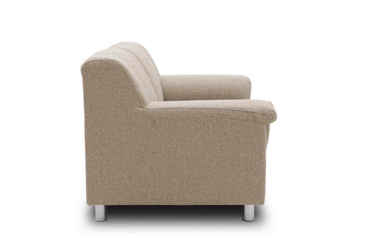2-Sitzer-Sofa Jamie Armlehnen Beige Webstoff - Chromfarben/Beige, KONVENTIONELL, Textil (145/72/80cm) - MID.YOU