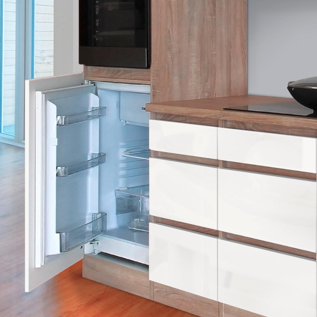 Küchenzeile Premium mit Geräten 270 cm Weiß/Eiche Dekor Modern - Eichefarben/Weiß, MODERN, Holzwerkstoff (270cm) - Respekta