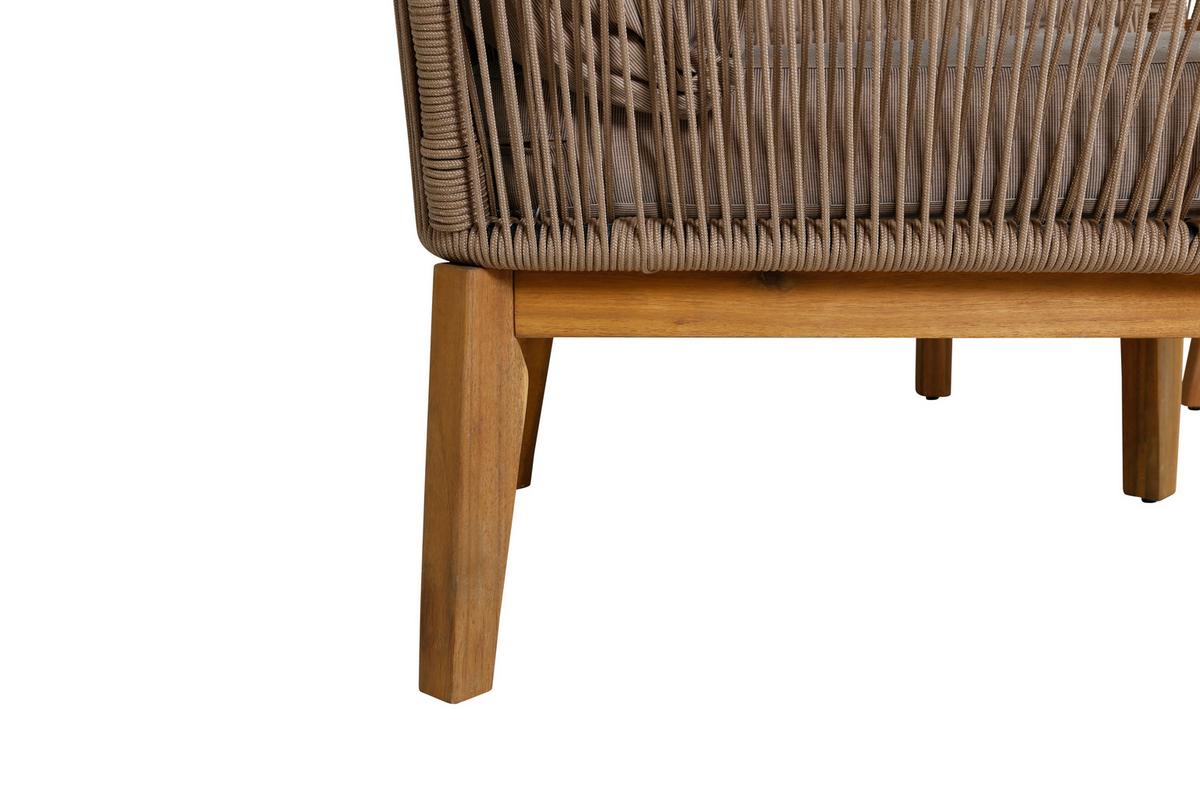 Loungegarnitur 4--Teilig Chania Holz/Metall/Textil mit Kissen - Beige/Akaziefarben, KONVENTIONELL, Holz/Textil - Gardenson
