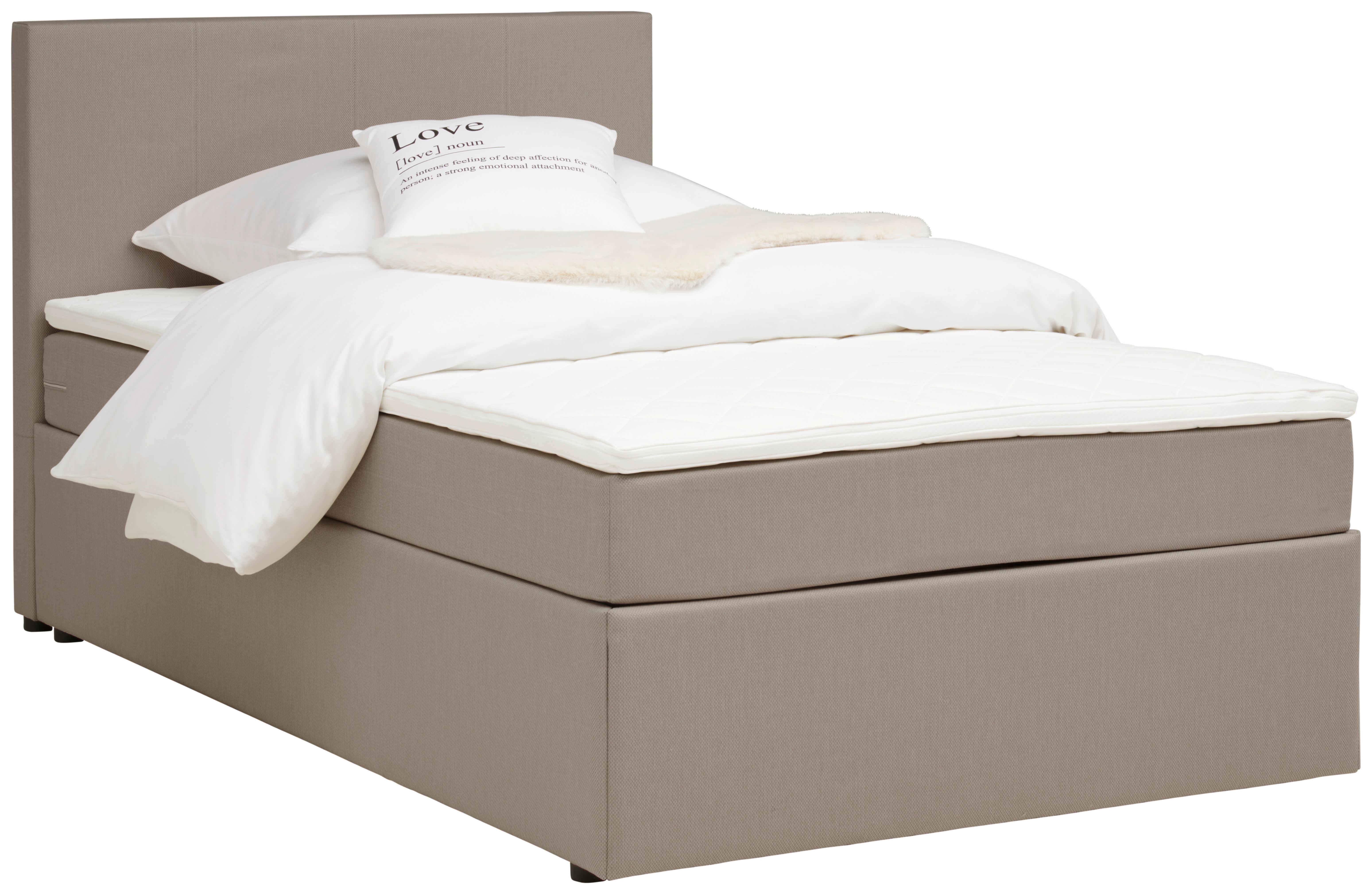 Boxbett mit Topper 140x200 Carolina - Sandfarben/Schwarz, KONVENTIONELL, Holz/Textil (140/200cm) - P & B