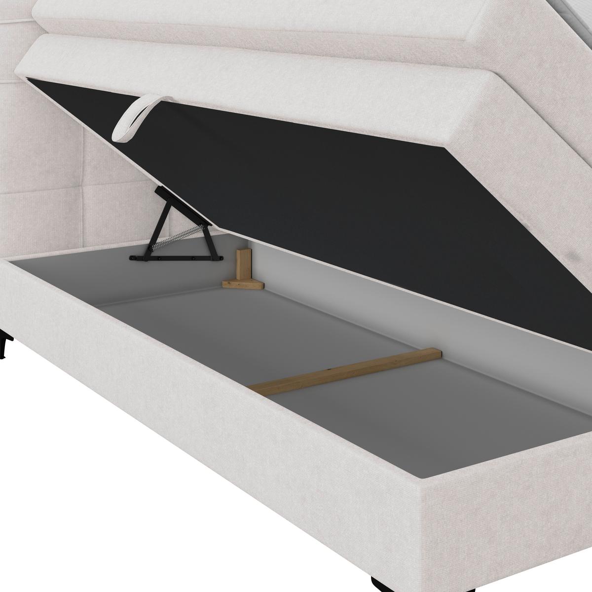 Boxspringbett MITTO Champagner 200x200 cm - Champagner/Schwarz, KONVENTIONELL, Textil/Metall (200/200cm)