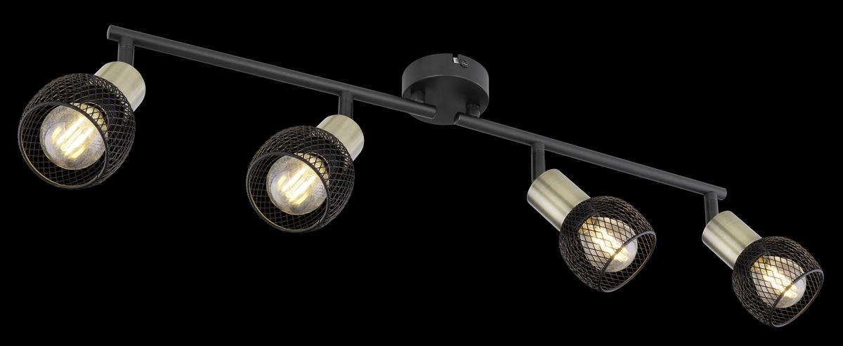 Strahler Fiastra 4-Flammig verstellbar L: 60 cm - Schwarz, Basics, Metall (60/8/15cm) - Globo