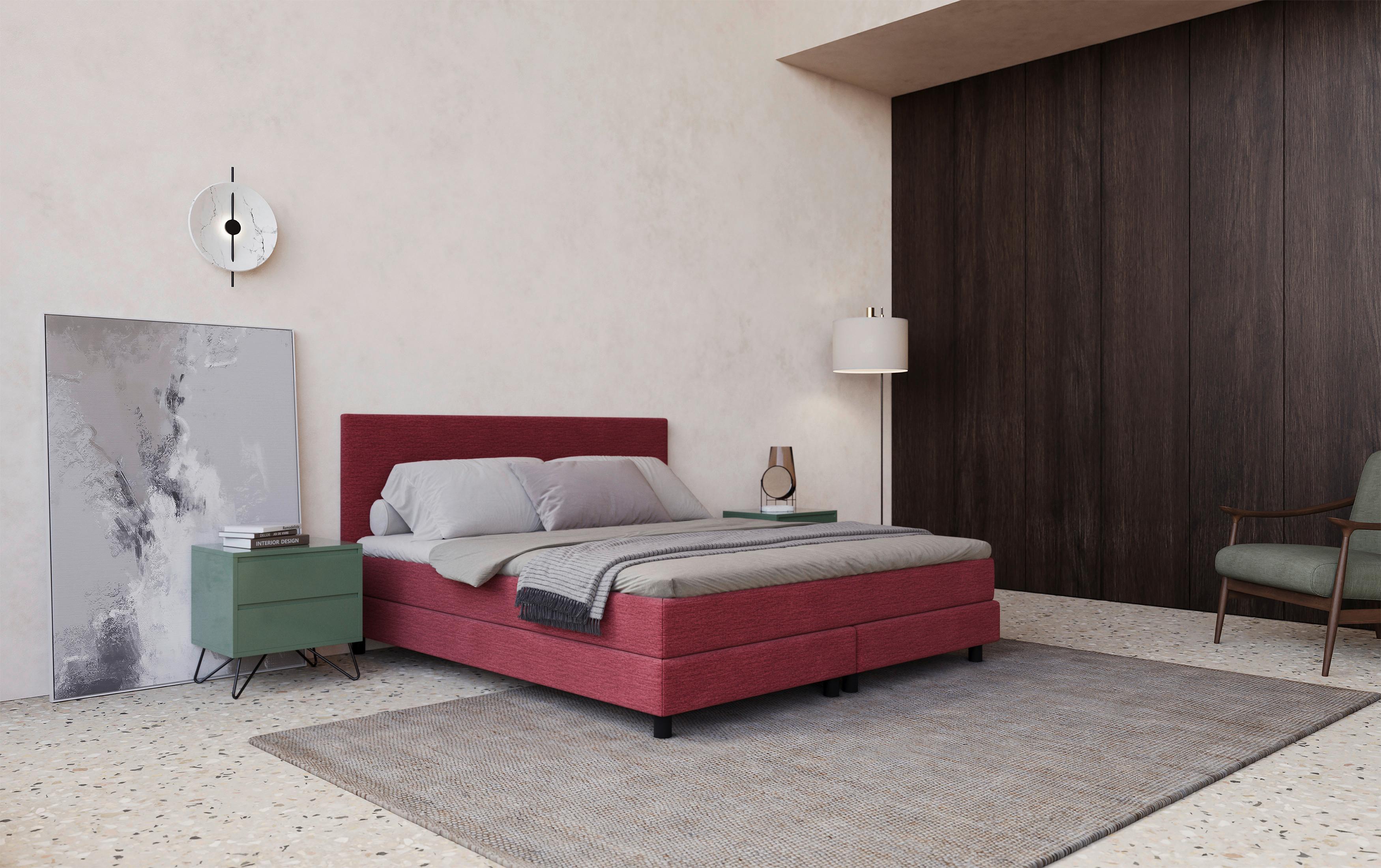 Boxbett Mit Topper Andorra 160x200 Cm Beere - Beere/Schwarz, MODERN, Holzwerkstoff/Textil (160/200cm) - MID.YOU