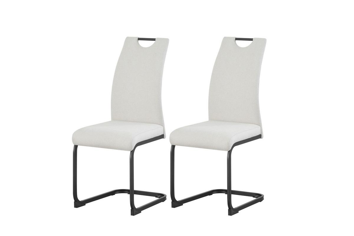 Schwingstuhl-Set Hannah Creme B: 43 cm - Creme/Schwarz, MODERN, Textil/Metall (43/98/59cm) - MID.YOU