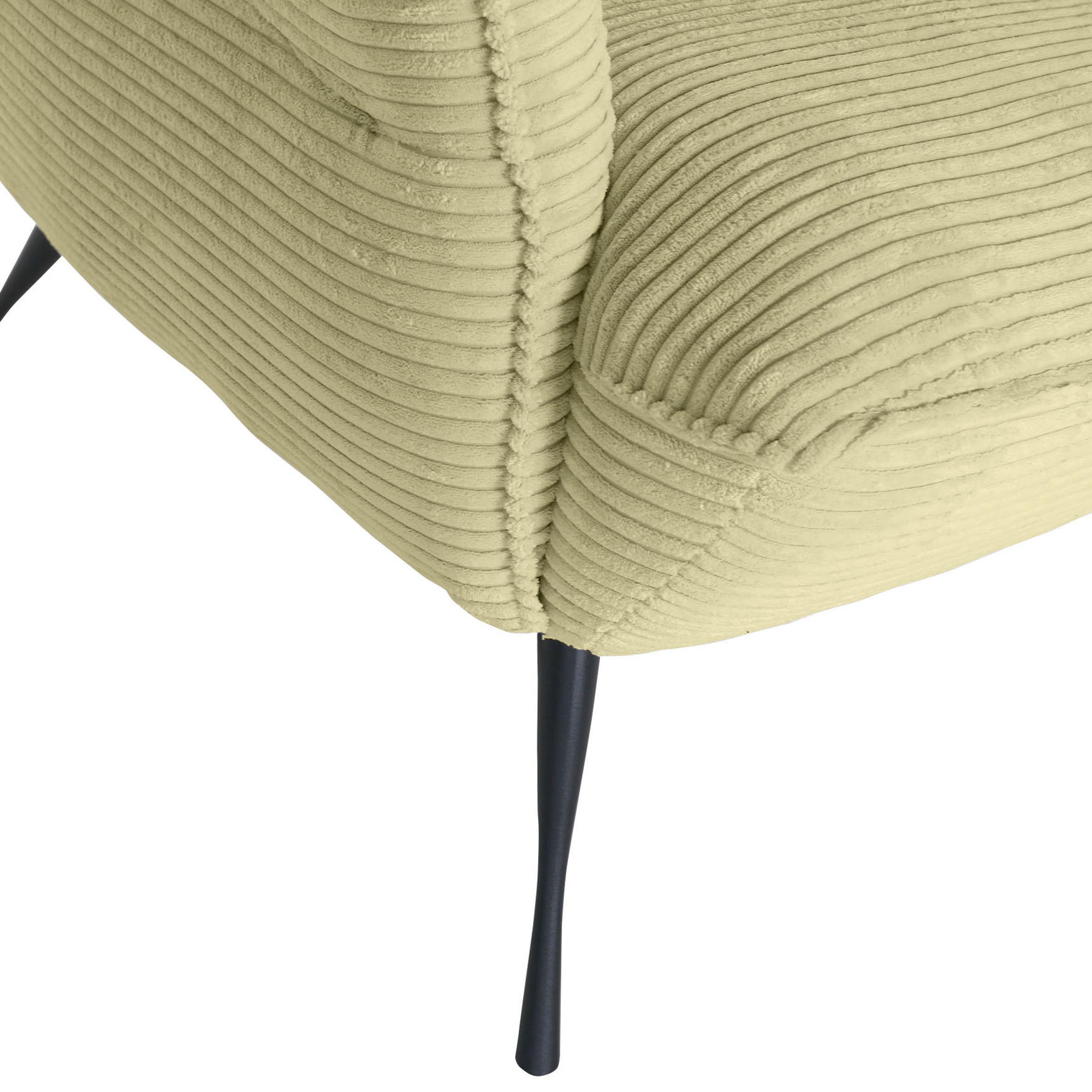 Ohrensessel Lorris, Hellgrün B: 83 cm - Schwarz/Hellgrün, KONVENTIONELL, Textil (83/110/92cm) - MID.YOU