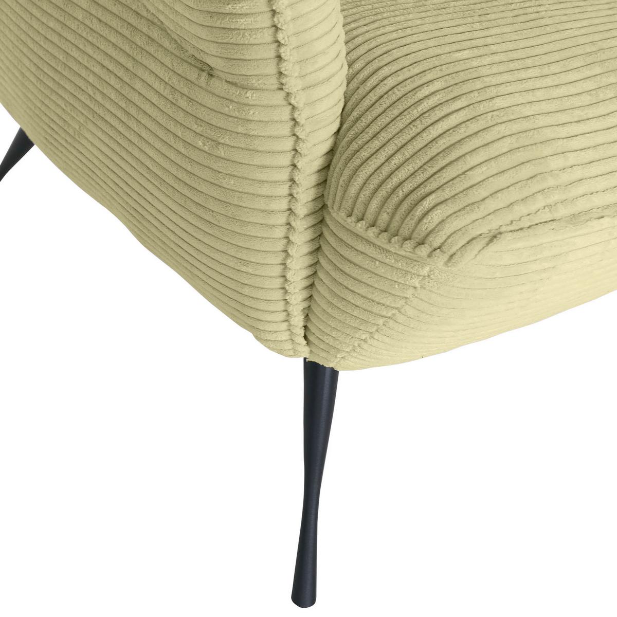 Ohrensessel Lorris, Hellgrün B: 83 cm - Schwarz/Hellgrün, KONVENTIONELL, Textil (83/110/92cm) - MID.YOU