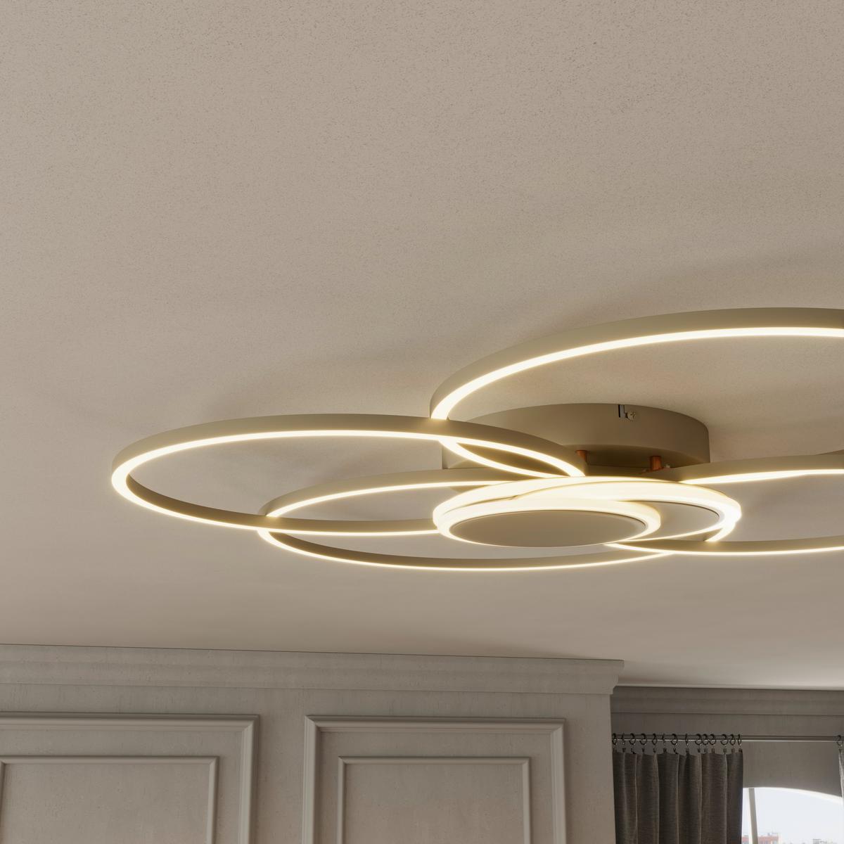 LED-Deckenleuchte CHIARA - Chromfarben/Champagner, Basics, Kunststoff/Metall (91/81/9,5cm) - Luca Bessoni